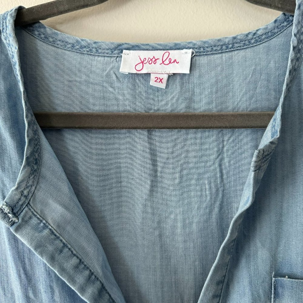 Jess Lea V-Neck Chambray Dress - Picture 6 of 9